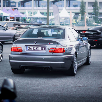BMW E46 M3 CSL in a circuit paddock
