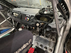 Race-prepared Mitsubishi EVO X cabin during the Bosch Motorsport M5 ABS installation