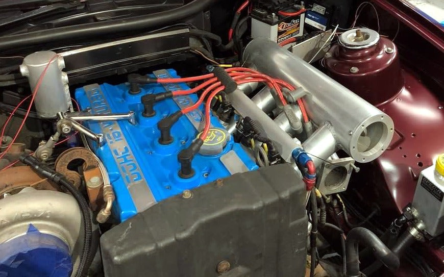 Engine bay of the 909 Motorsport Ford Sierra Cosworth development car
