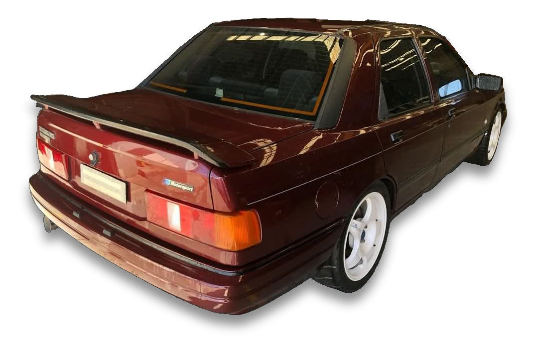 Rear three-quarter view of the 909 Motorsport Ford Sierra Cosworth development car